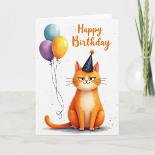 Cartão de Aniversário de Gato Sarcástico