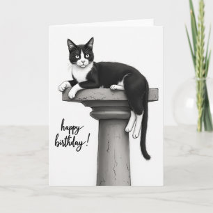 Cartão de Aniversário de Gato Smoking Alegre