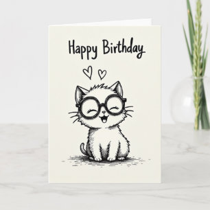 Cartão de Aniversário de Gato Sorridente
