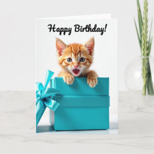 Cartão de Aniversário de Gato Surpresa