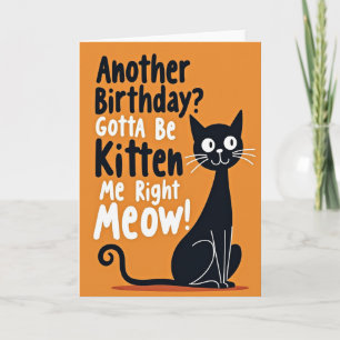 Cartão de Aniversário de Gato Travesso