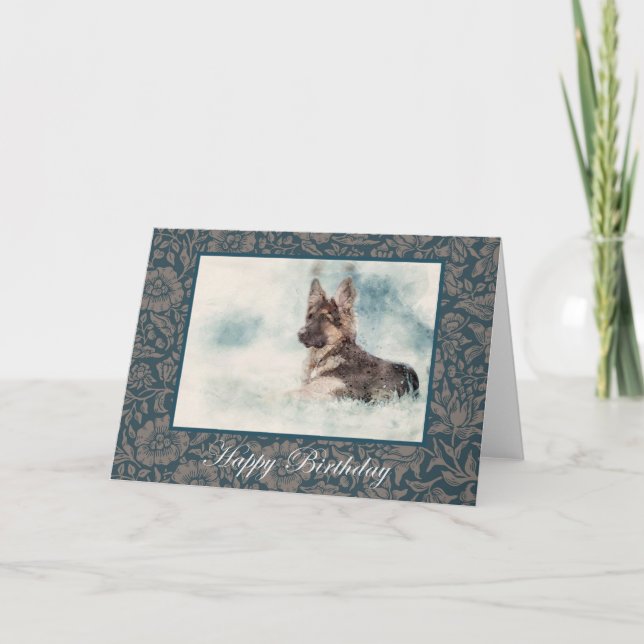 Cartão de aniversário de german shepherd de cor de (Frente)