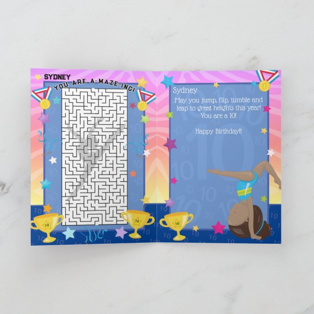 Cartão de Aniversário de Ginástica para Meninas Br (Interior)