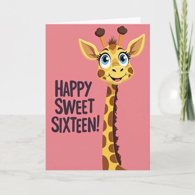 Cartão de Aniversário de Girafa Divertida (Frente)