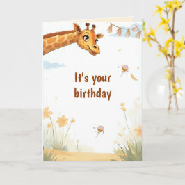 Cartão de Aniversário de Girafa Fofa Personalizado