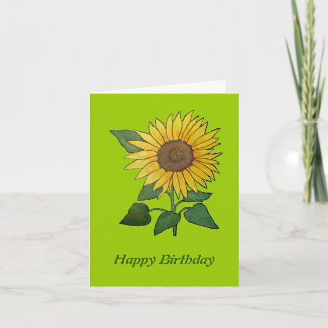 Cartão de Aniversário de Girassol (Frente)