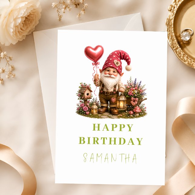 Cartão de Aniversário de Gnome Adorável para Crian (Criador carregado)