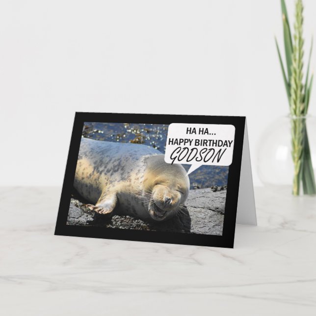Cartão de Aniversário de Godson com vômito de foca (Frente)
