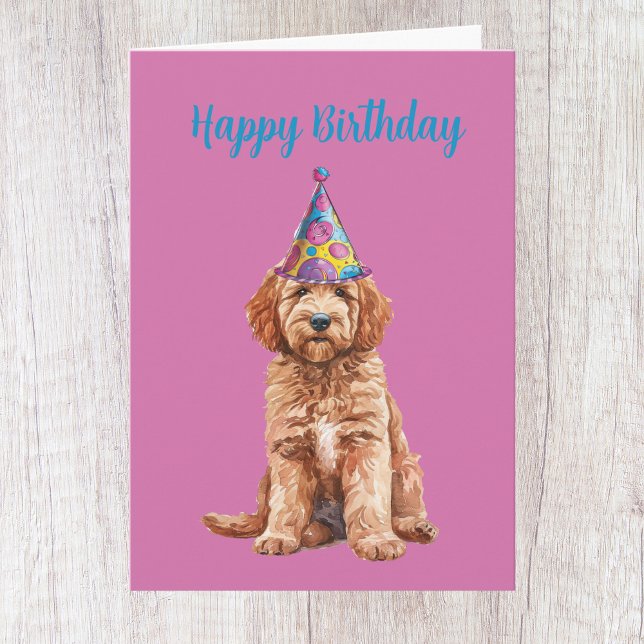 Cartão de Aniversário de Goldendoodle (Criador carregado)