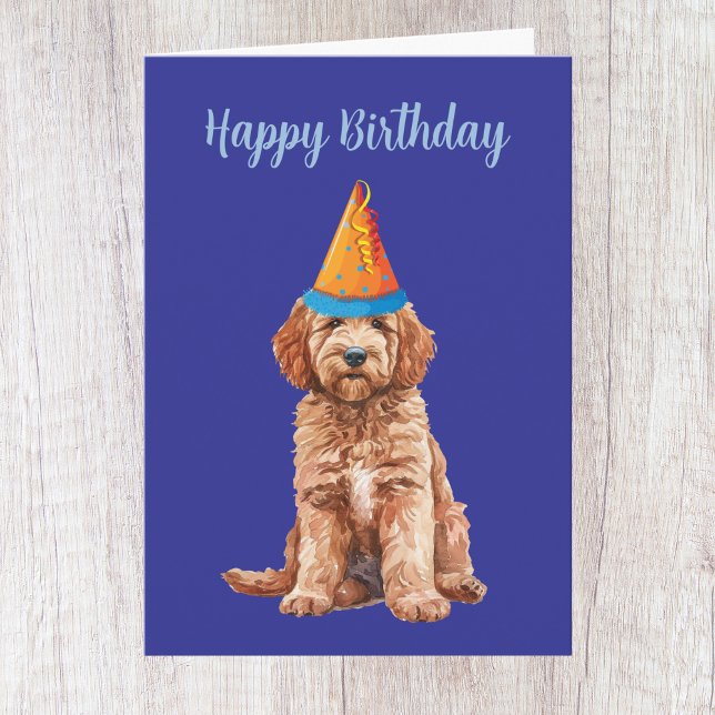 Cartão de Aniversário de Goldendoodle Fofo (Criador carregado)