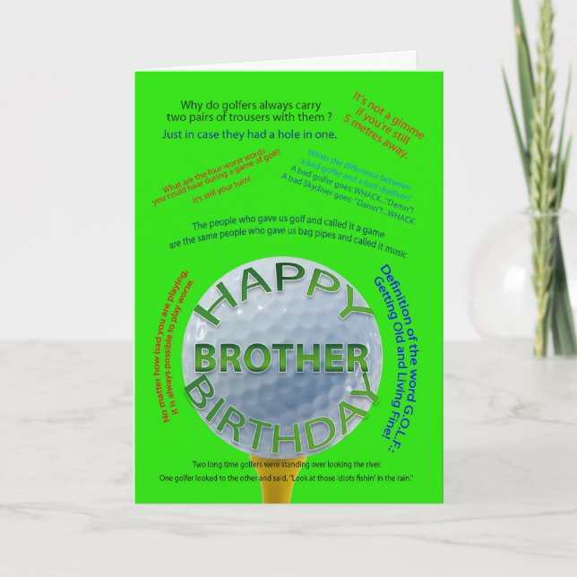 Cartão de aniversário de Golf Piada para Irmão (Frente)