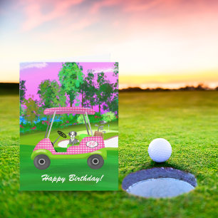 Cartão de aniversário de golfe com Schnauzer fofo