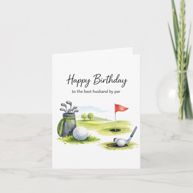 Cartão de Aniversário de Golfe para Marido (Frente)
