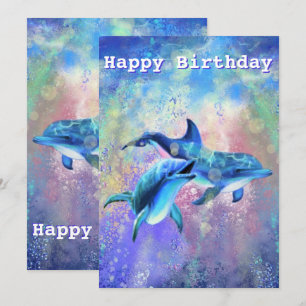 Cartão de aniversário de golfinho feliz - personal