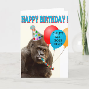Cartão de aniversário de gorila personalizável