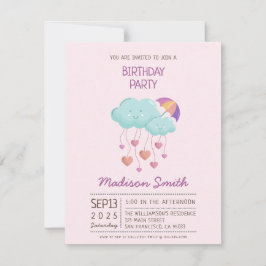 Cartão de Aniversário de Guarda-Chuva Colorido com