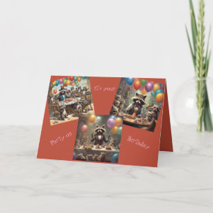 Cartão de Aniversário de Guaxinins-Feliz Aniversár