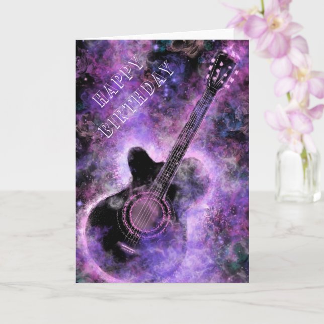 Cartão de Aniversário de Guitarra de Rock and Roll (Orquídea)
