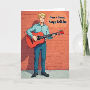 Cartão de Aniversário de Guitarra Ensolarado