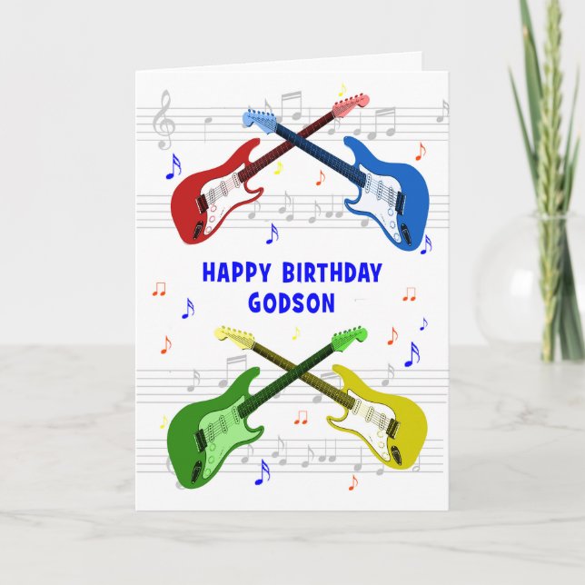 Cartão de Aniversário de Guitars Godson (Frente)