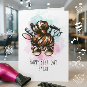 Cartão de aniversário de Hairdresser Engraçado par
