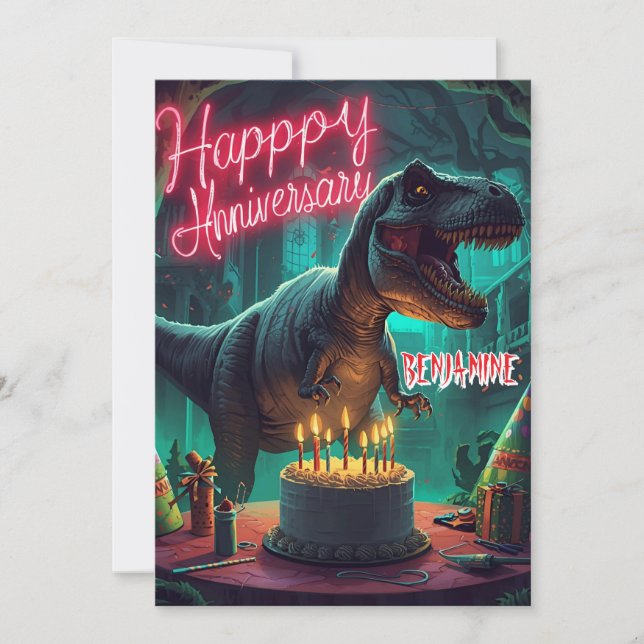 CARTÃO DE ANIVERSÁRIO DE HALLLOWEEN DE DINOSSAURO  (Frente)