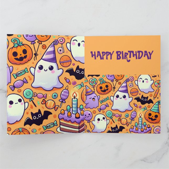 Cartão de aniversário de Halloween fofo (Interior)