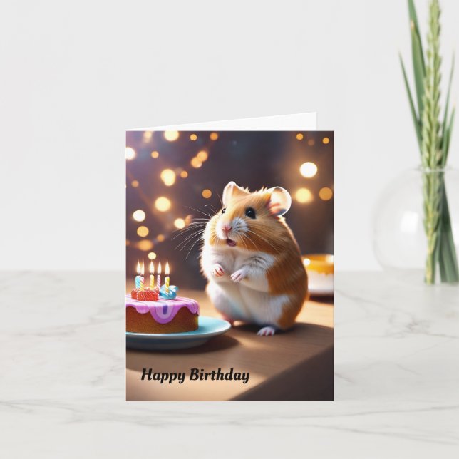Cartão de Aniversário de Hamster Bonito (Frente)