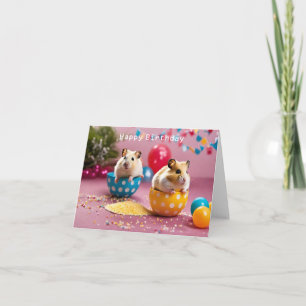 Cartão de Aniversário de Hamster Bonito
