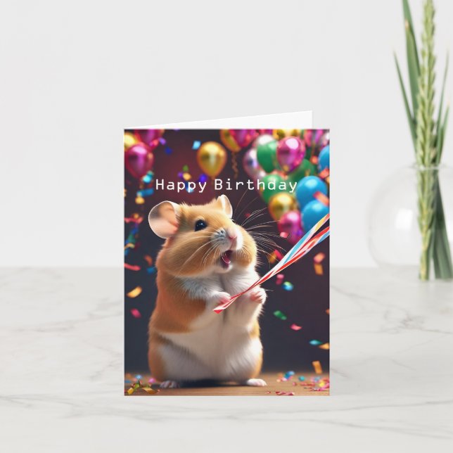 Cartão de Aniversário de Hamster Bonito (Frente)