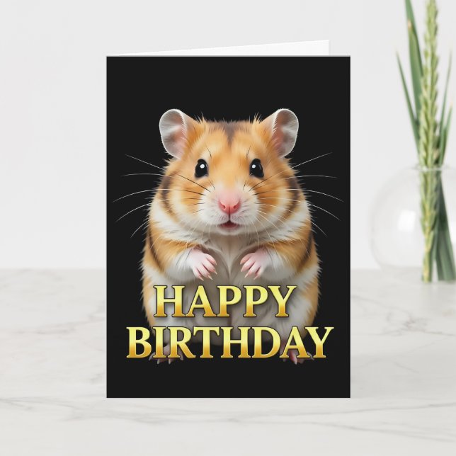 CARTÃO DE ANIVERSÁRIO DE HAMSTER COM CLOSEUP DISTI (Frente)