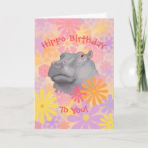Cartão de Aniversário de Hippo Bonito