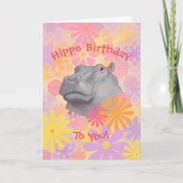 Cartão de Aniversário de Hippo Bonito