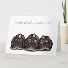 Cartão de Aniversário de Hippos Sonolento!
