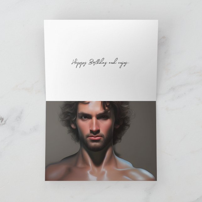 Cartão de Aniversário de Homem Bonito (Interior)