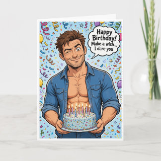 cartão de aniversário de homem musculoso sarado