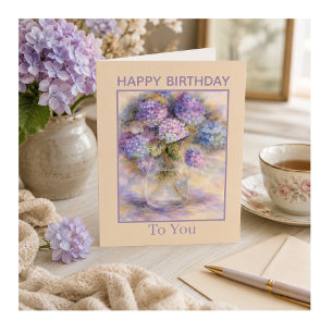 Cartão de Aniversário de Hortênsia   Cartão Floral