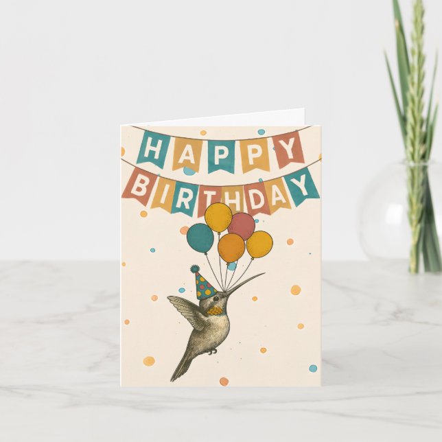Cartão de Aniversário de Hummingbird - Pássaro de  (Frente)
