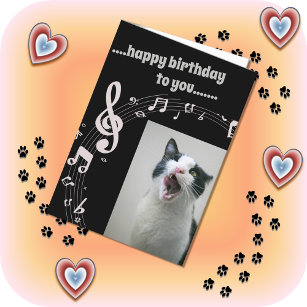 Cartão de Aniversário de Humor de Cantor de Cat