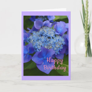 Cartão de Aniversário de Hydrangea Azul