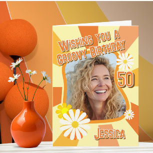 Cartão de Aniversário de Idade com Foto Única em E