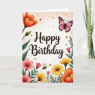 Cartão de Aniversário de Inseto Alado