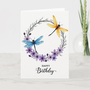 Cartão de Aniversário de Insetos Florais
