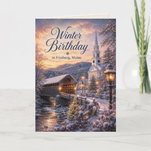 Cartão de Aniversário de Inverno em Fryeburg Maine