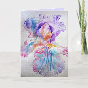 Cartão de Aniversário de Iris Watercolor Eritroi