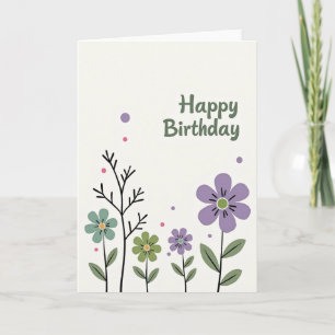 Cartão de Aniversário de Jardim Estilizado