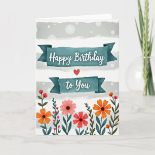 Cartão de Aniversário de Jardim Pintado