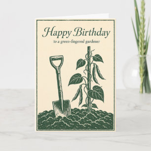 Cartão de aniversário de jardineiro de dedos verde