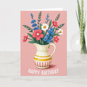 Cartão de aniversário de jarro vibrante