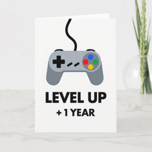 Cartão de Aniversário de Jogador Nível Up